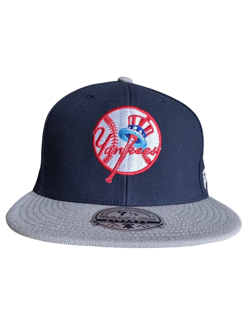 Mitchell & Ness Yankees Fitted Hat 7 1/2 Navy Gray 100th Anniversary NWT